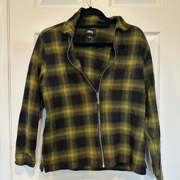 STUSSY SOLD OUT Black and Olive Green Plaid Shirt Jacket | Size S | Cotton | - Picture 6 of 17
